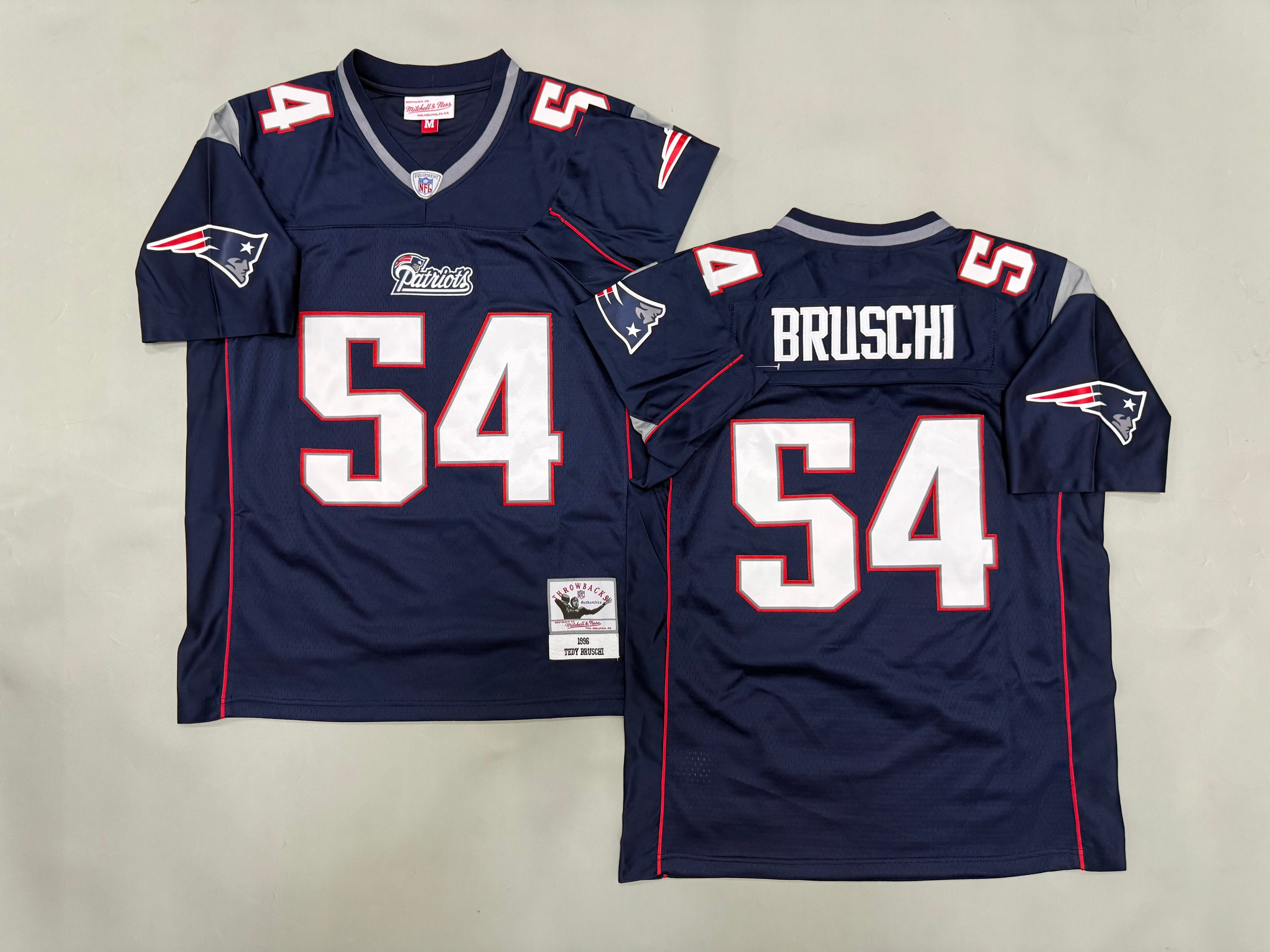 Mens Tedy Bruschi#54 black New England Patriots Vintage Throwback Jersey