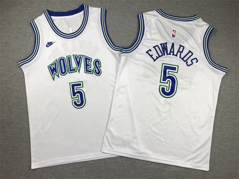 Youth Anthony Edwards Minnesota Timberwolves #5  Embroidered Jersey