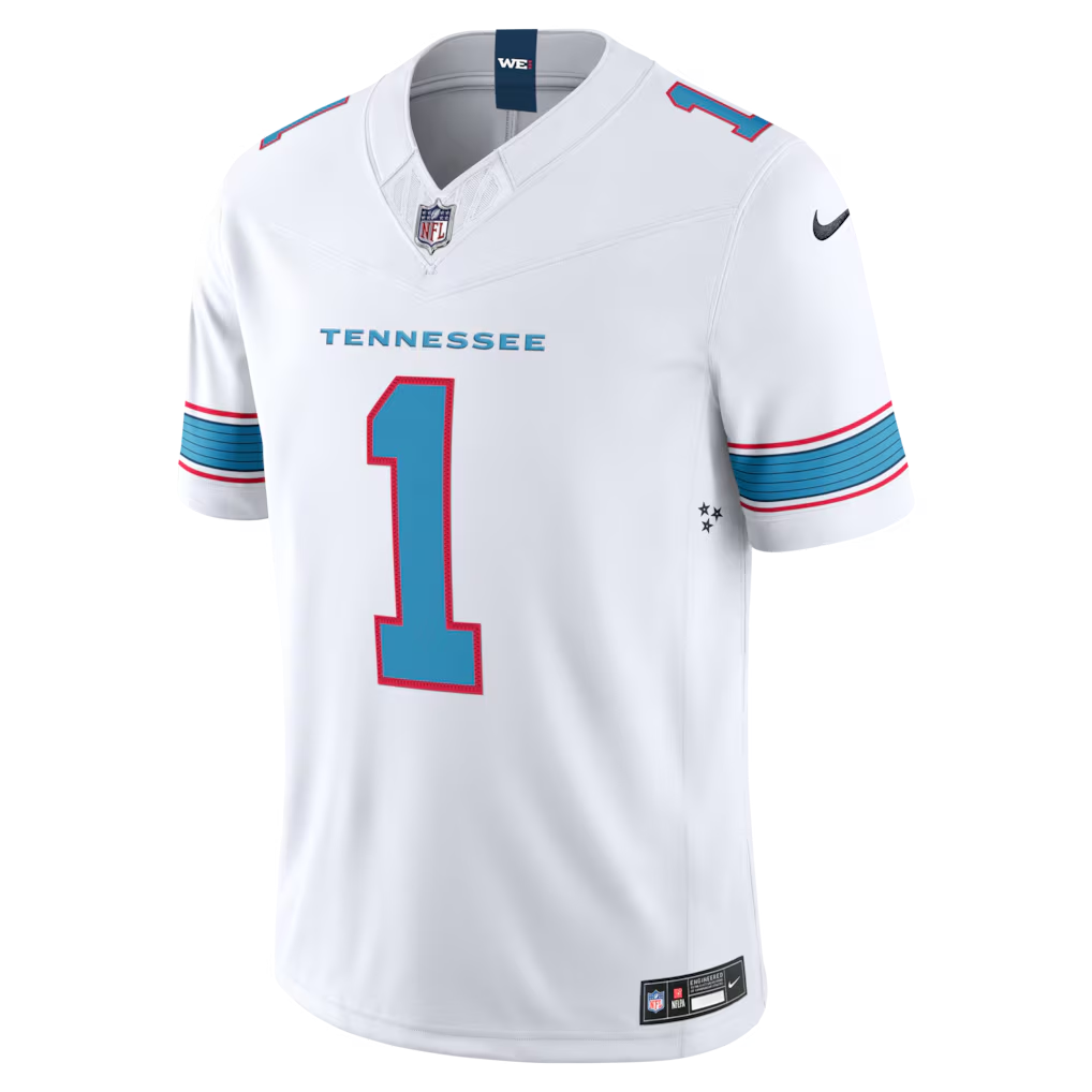 Cameron Ward #1 Tennessee Titans White Vapor F.U.S.E. Sewn Down Limited Jersey
