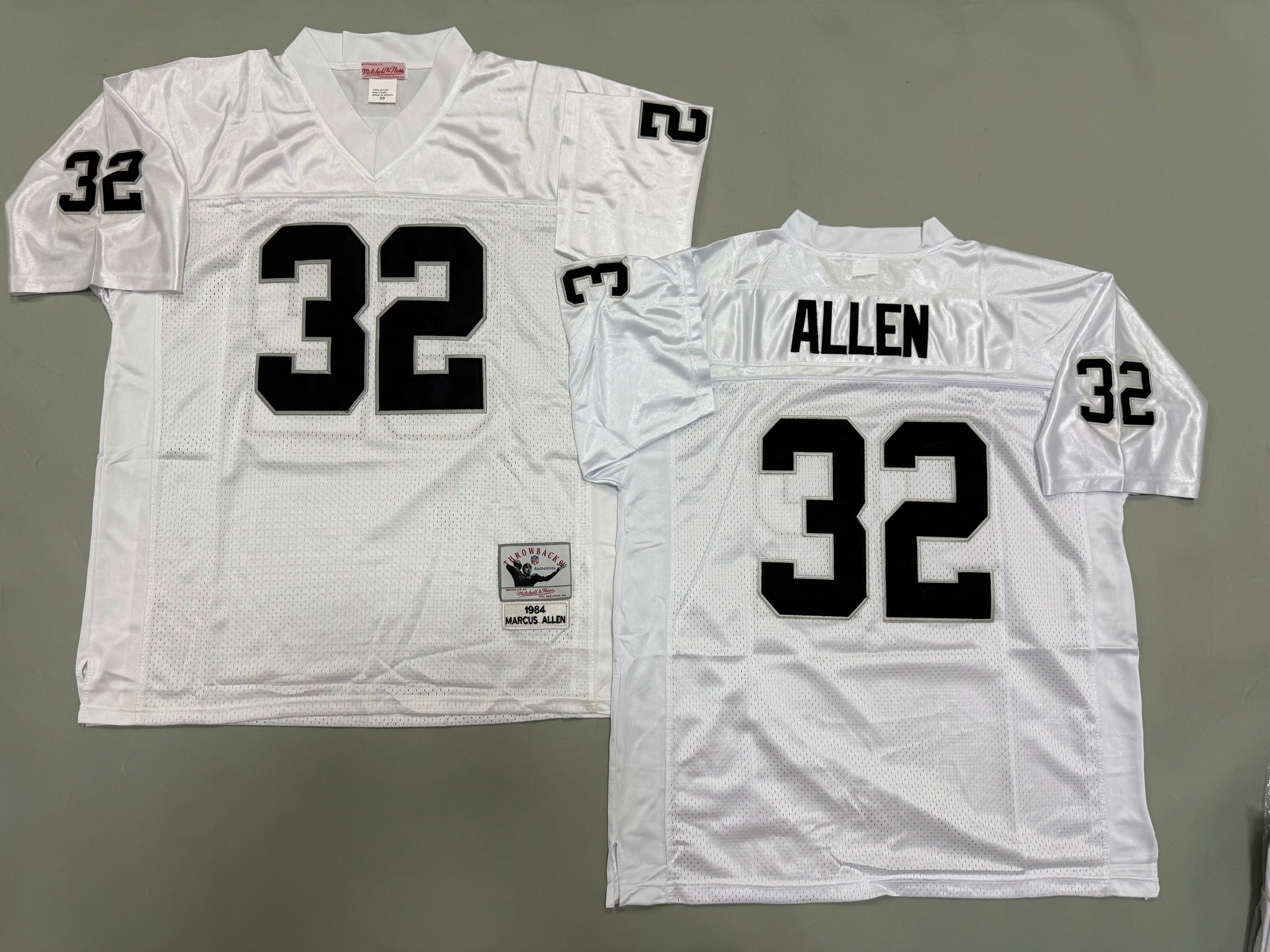 Mens Marcus Allen#32 white Los Angeles Raiders Vintage Throwback Jersey