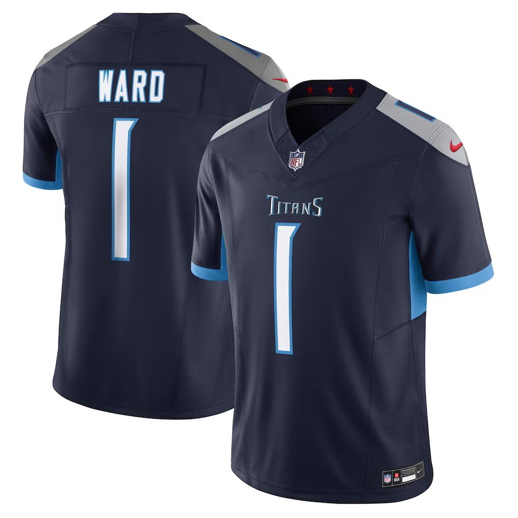 Cameron Ward #1 Tennessee Titans Navy Alternate Limited Jersey