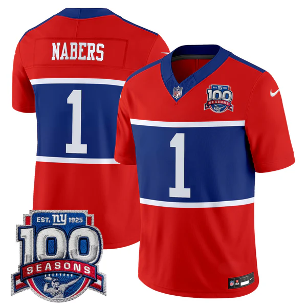 Malik Nabers #1 New York Giants Red Vapor F.U.S.E. Limited Jersey