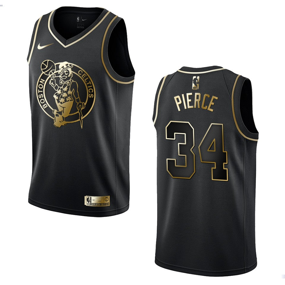 Men’s Boston Celtics #34 Paul Pierce Golden Edition Jersey �?Black