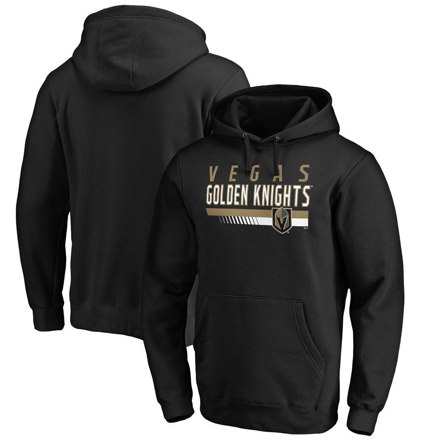 Men's Branded Black Vegas Golden Knights Staggered Stripe Pullover Hoodie