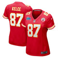Travis Kelce Kansas City Chiefs Women's Super Bowl LVII Patch Game Jersey - Red