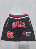 Chicago Bulls Black Retro Pocket Shorts #91