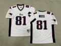 Mens Randy Moss#81 white New England Patriots Vintage Throwback Jersey