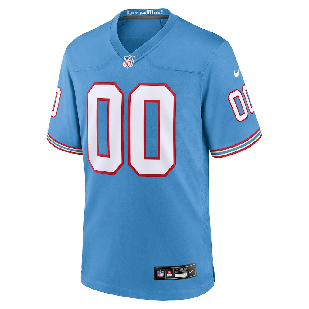 Custom Tennessee Titans Light Blue Oilers Throwback Game Jersey