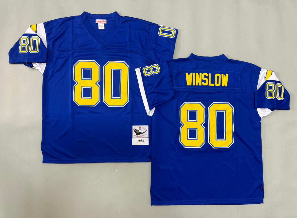 Mens Kellen Winslow#80 San Diego Chargers Vintage Throwback Jersey