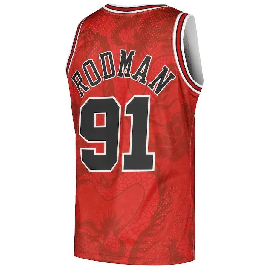 Dennis Rodman Chicago Bulls Mitchell & Ness 1997/98 Hardwood Classics Asian Heritage 6.0 Swingman Throwback  Jersey - Red