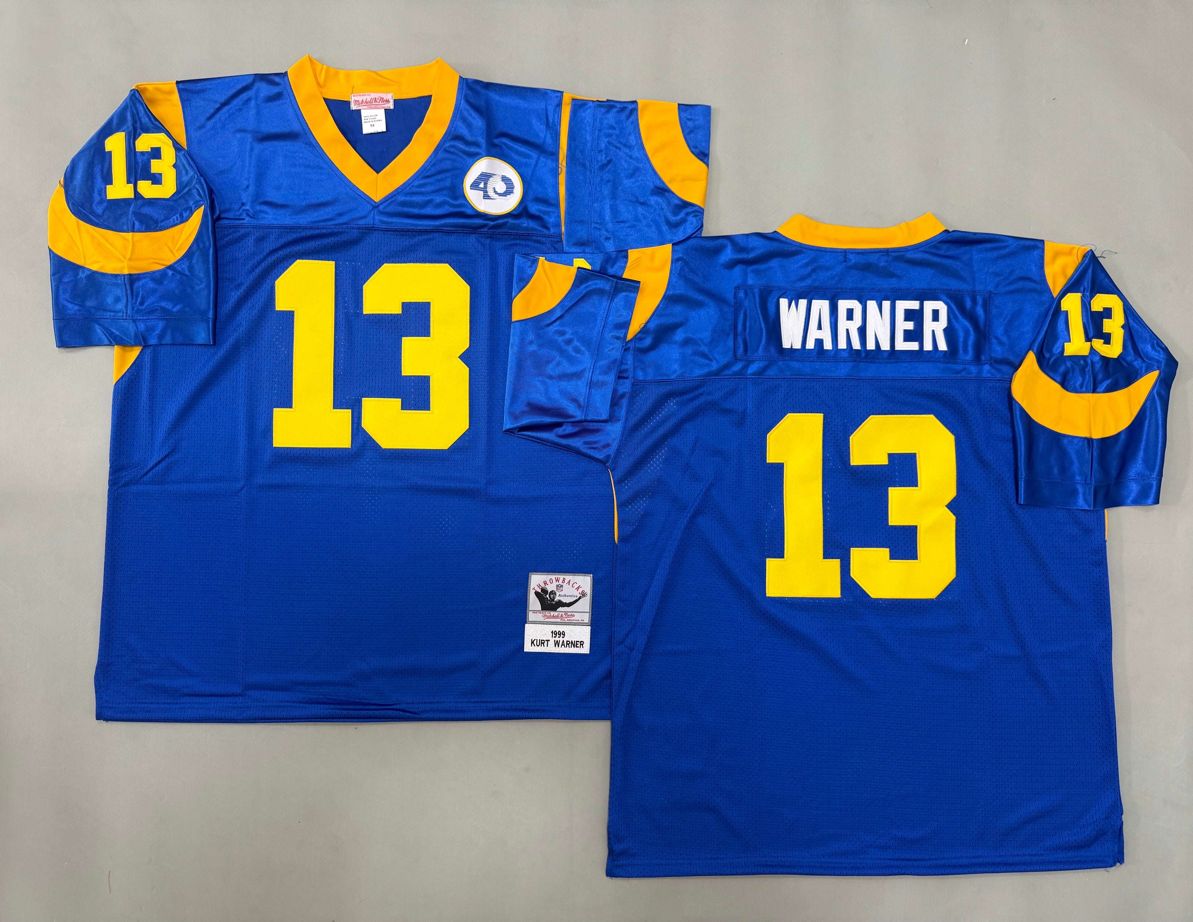 Mens Kurt Warner#13 Los Angeles Rams Vintage Throwback Jersey