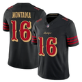 Joe Montana #16 San Francisco 49ers Black 2025 Rivalries Collection Game Limited Jersey