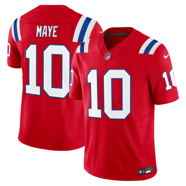 Drake Maye #10 New England Patriots Red Vapor F.U.S.E. Limited Jersey