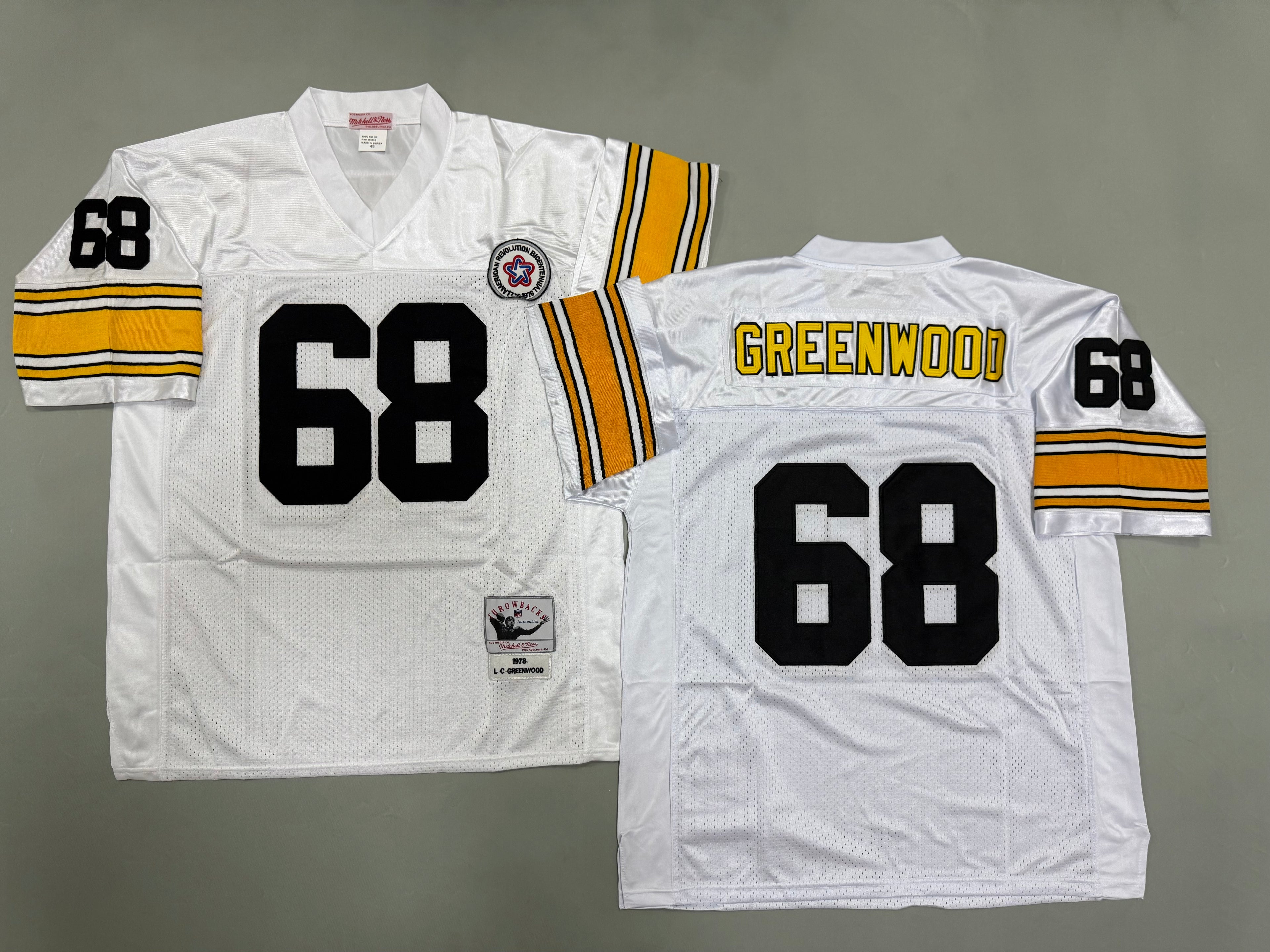 Mens L.C. Greenwood#68 white‌ Pittsburgh Steelers Vintage Throwback Jersey