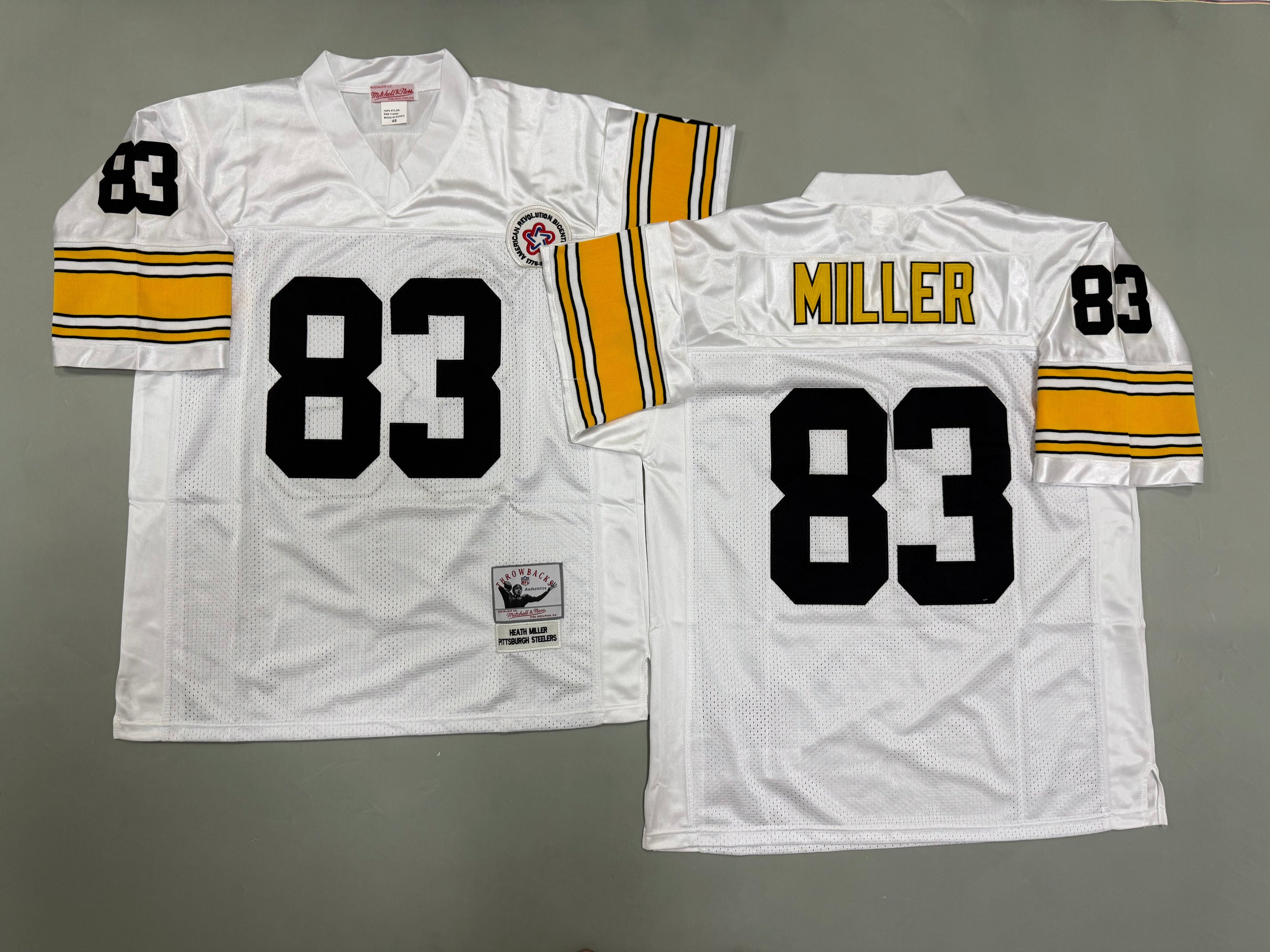 Mens Heath Miller#83 white‌ Pittsburgh Steelers Vintage Throwback Jersey