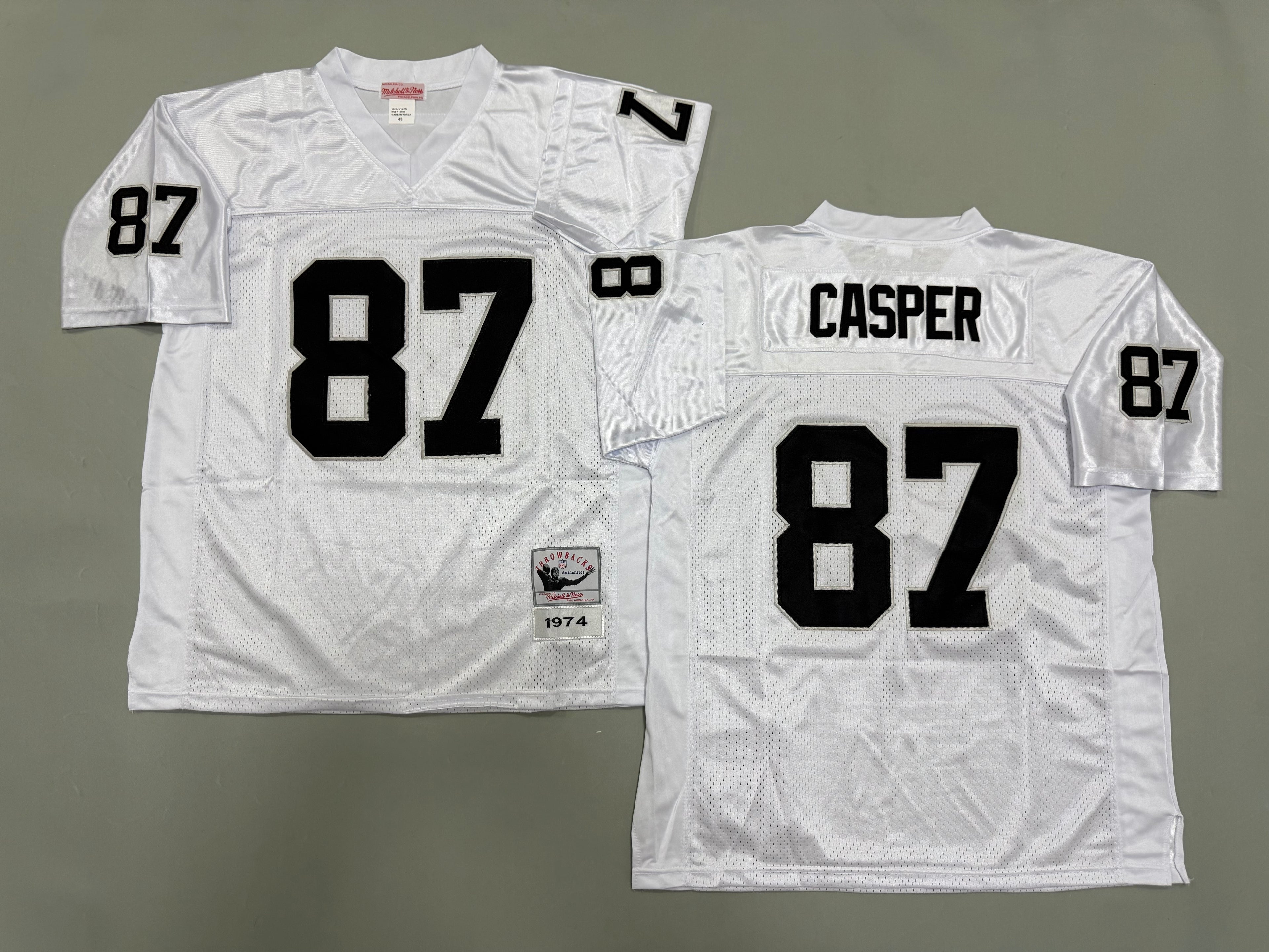 Mens Dave Casper#87 white Los Angeles Raiders Vintage Throwback Jersey