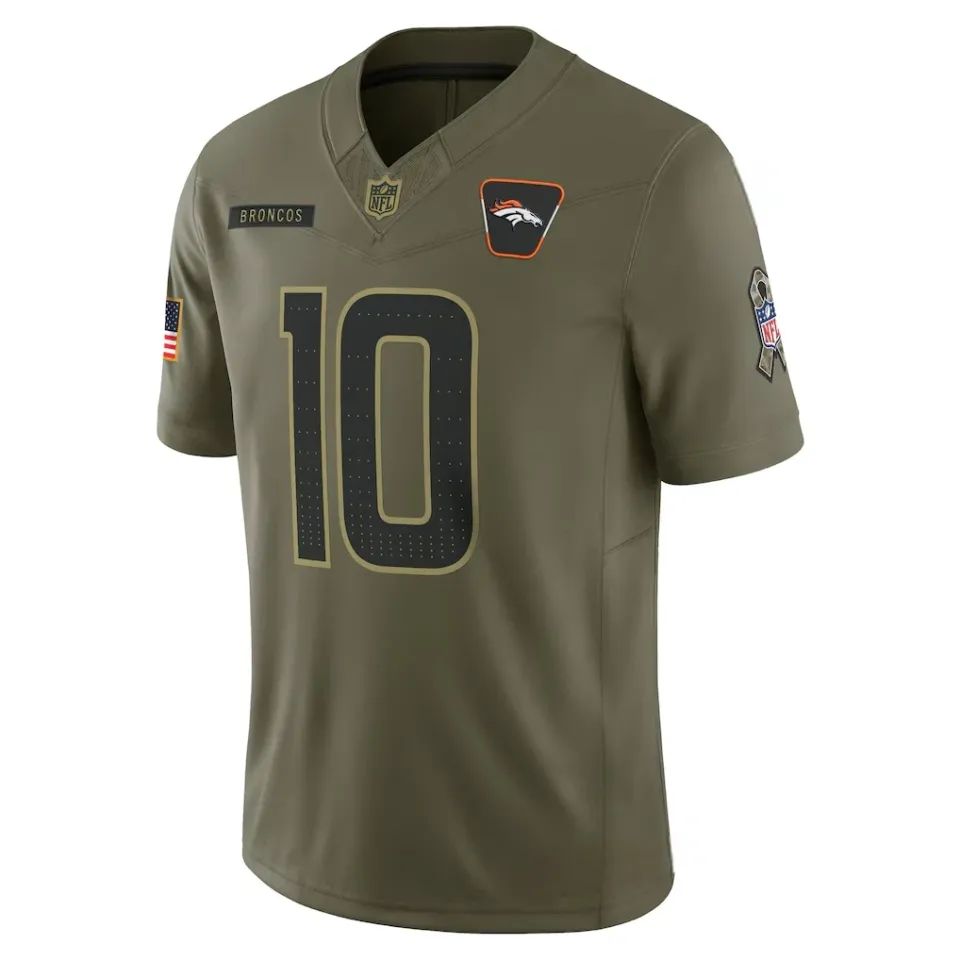 Bo Nix #10 Broncos Cowboys olive green Jersey