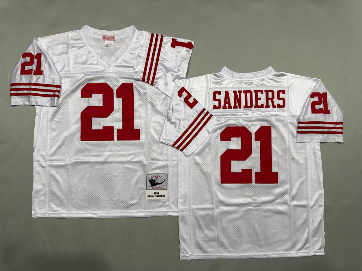 Mens Deion Sanders#21 white‌ San Francisco 49ers Vintage Throwback Jersey