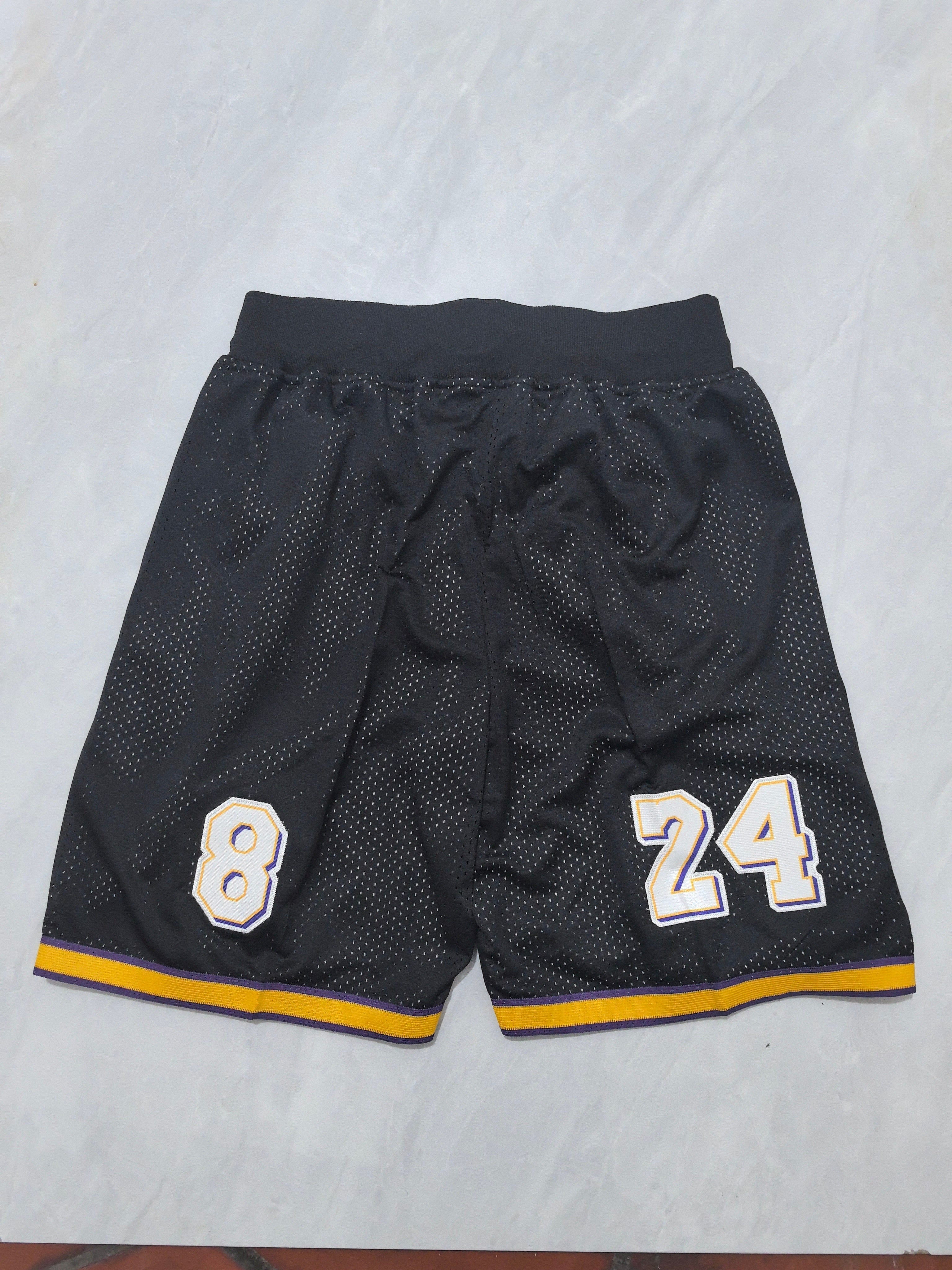 Los Angeles Lakers Black Retro Pocket Shorts #24