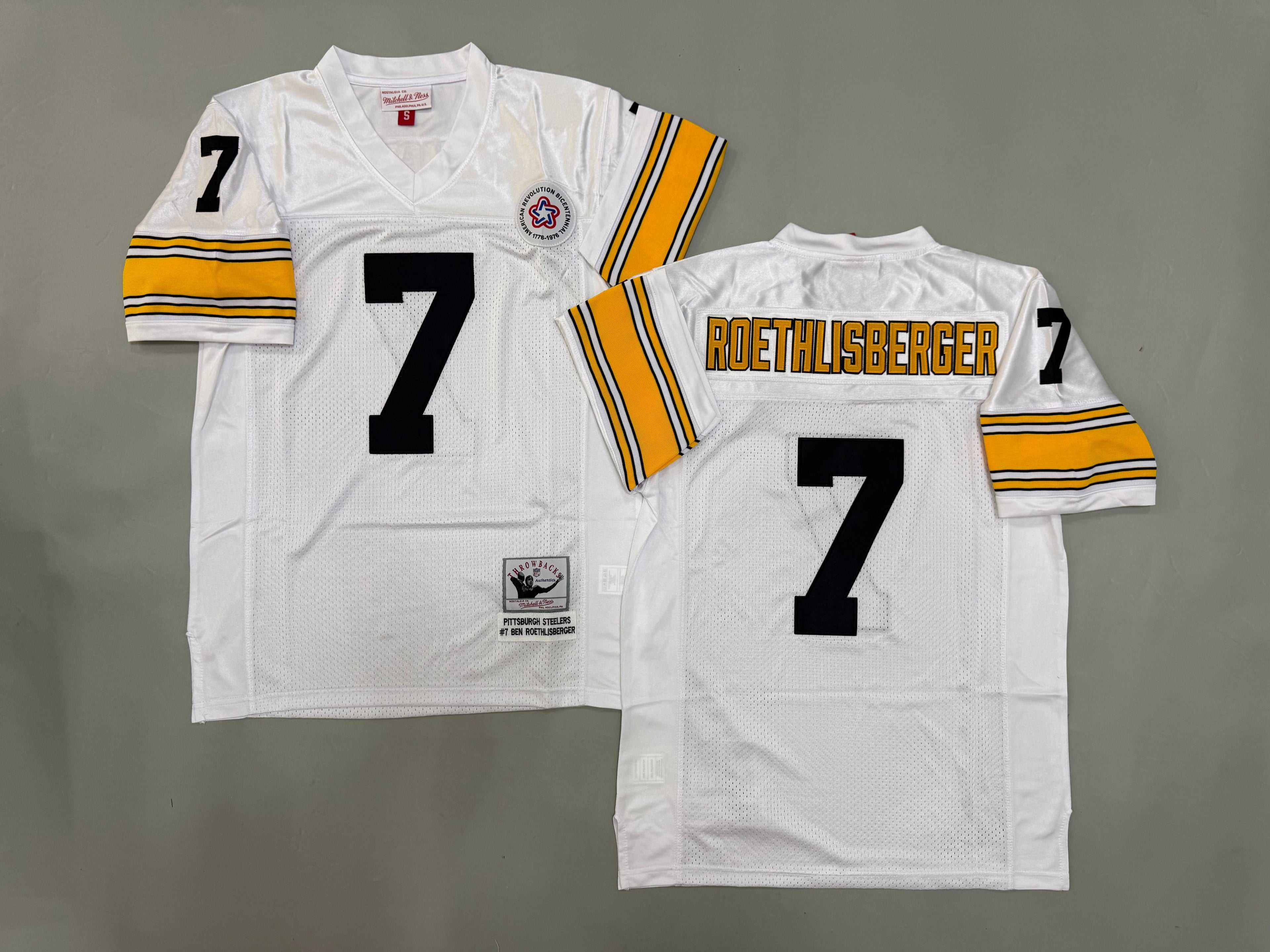 Mens Ben Roethlisberger#7 white‌ Pittsburgh Steelers Vintage Throwback Jersey