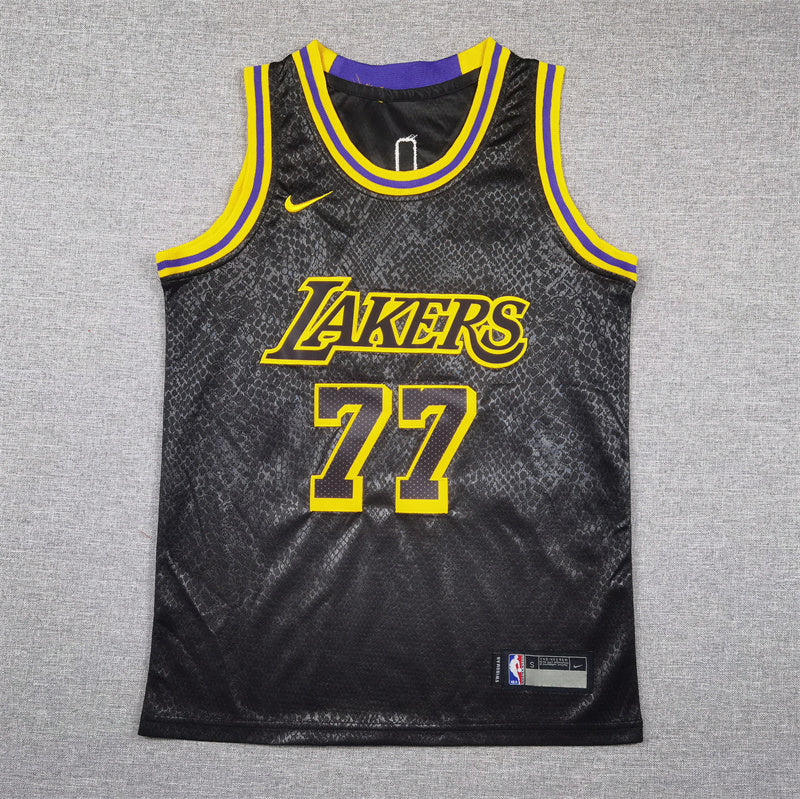 Youth Luka Dončić Los Angeles Lakers #77 City Edition Black Mamba Embroidered  Jersey