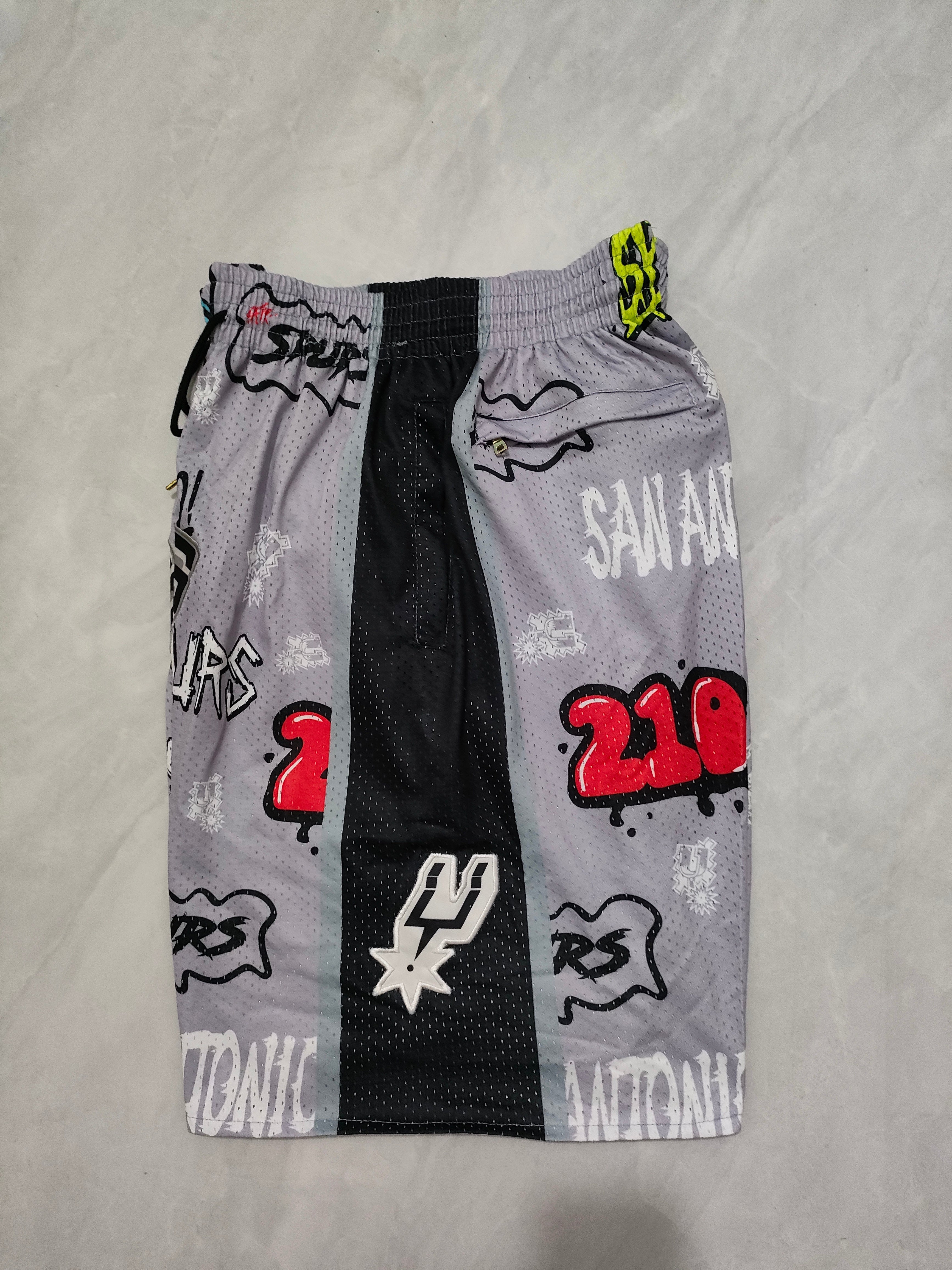 San Antonio Spurs Grey Graffiti Pocket Shorts