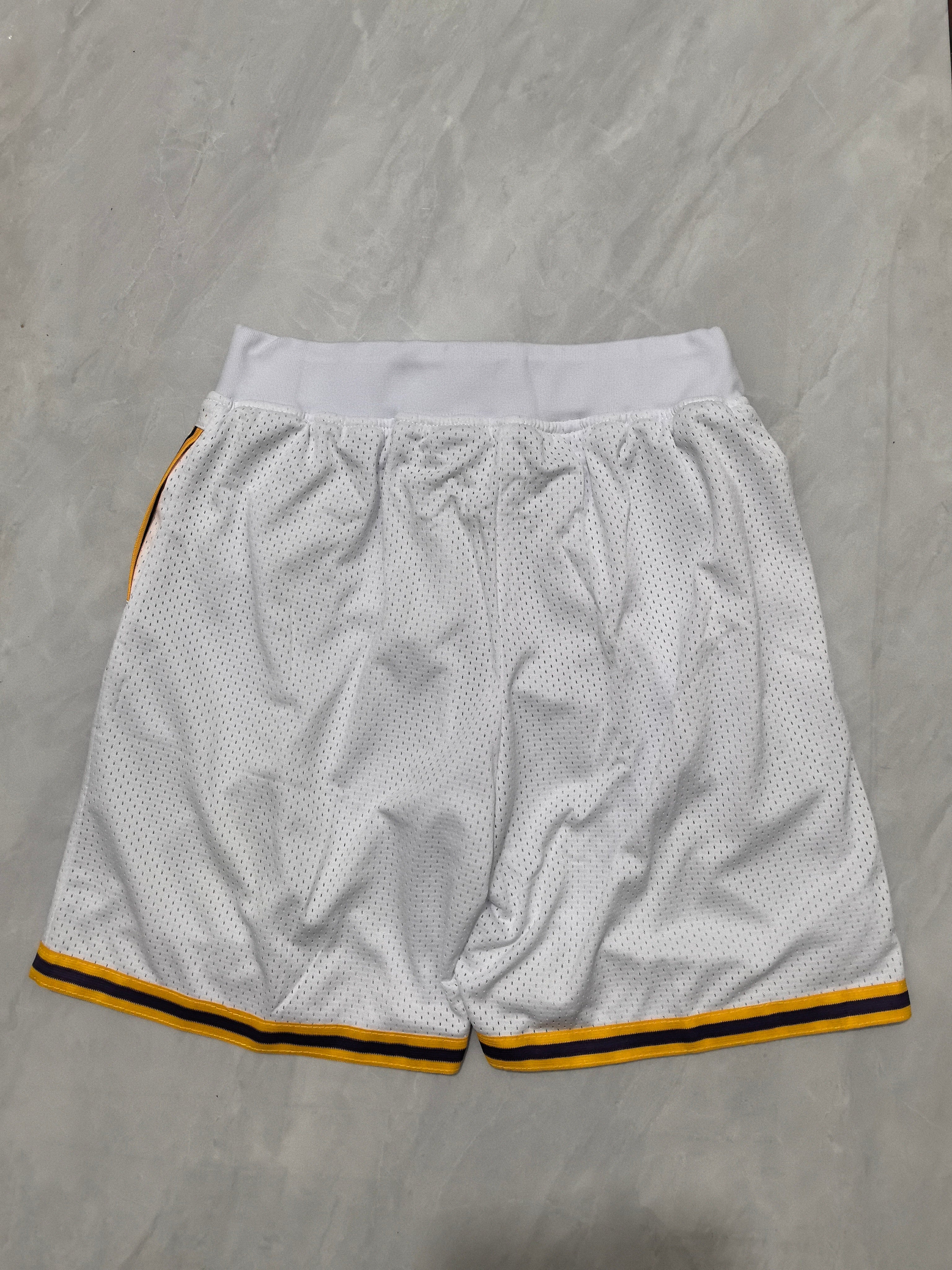 Los Angeles Lakers White Retro Pocket Shorts #24
