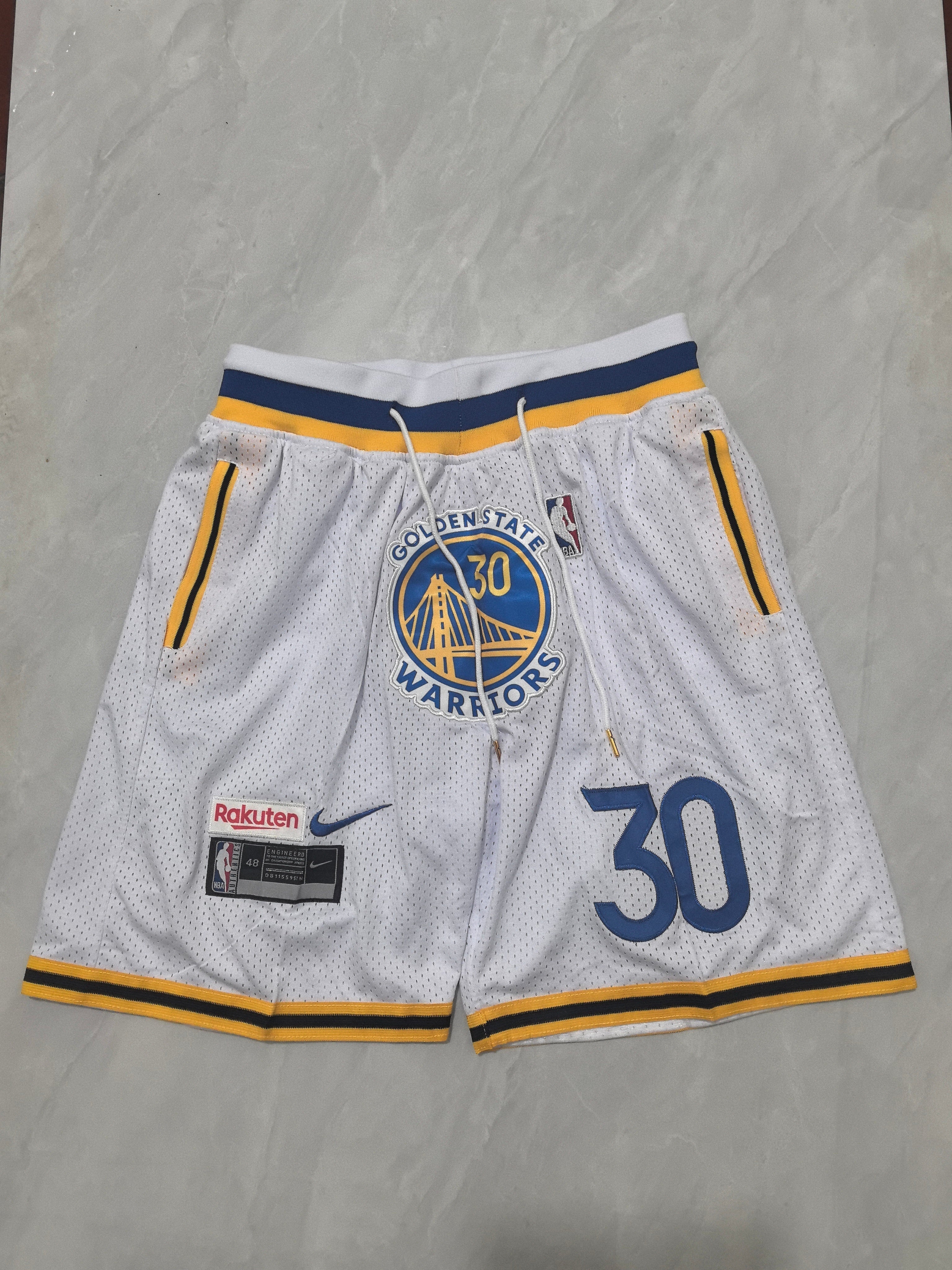 Golden State Warriors White Retro Pocket Shorts