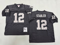 Mens Ken Stabler#12 black Los Angeles Raiders Vintage Throwback Jersey