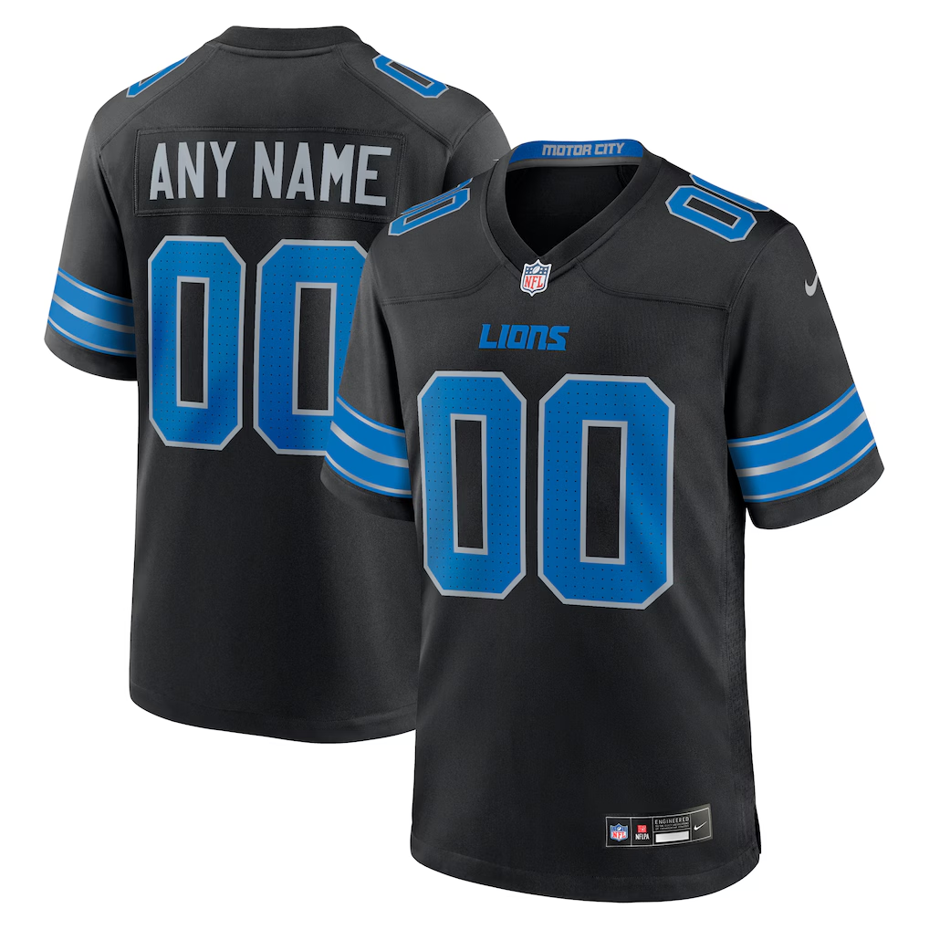 Custom Detroit Lions Black Game Jersey