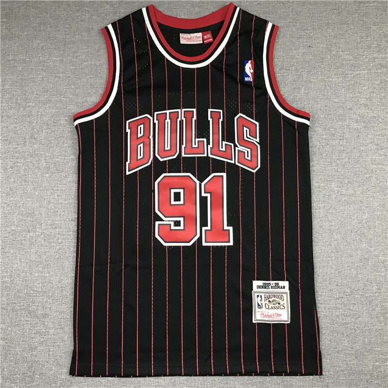 Chicago Bulls Dennis Rodman #91 1995-96 Throwback — Embroidered