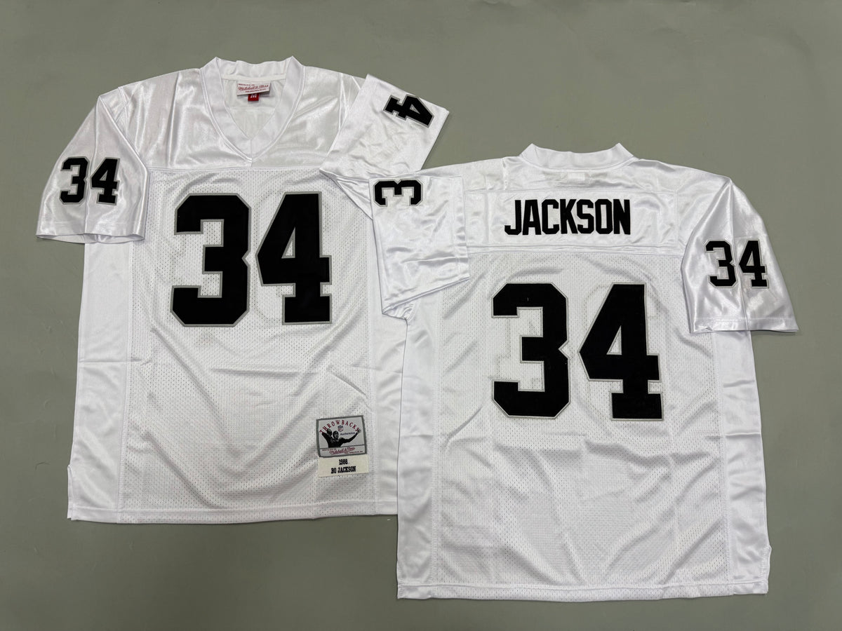 Mens Bo Jackson#34 white Los Angeles Raiders Vintage Throwback Jersey