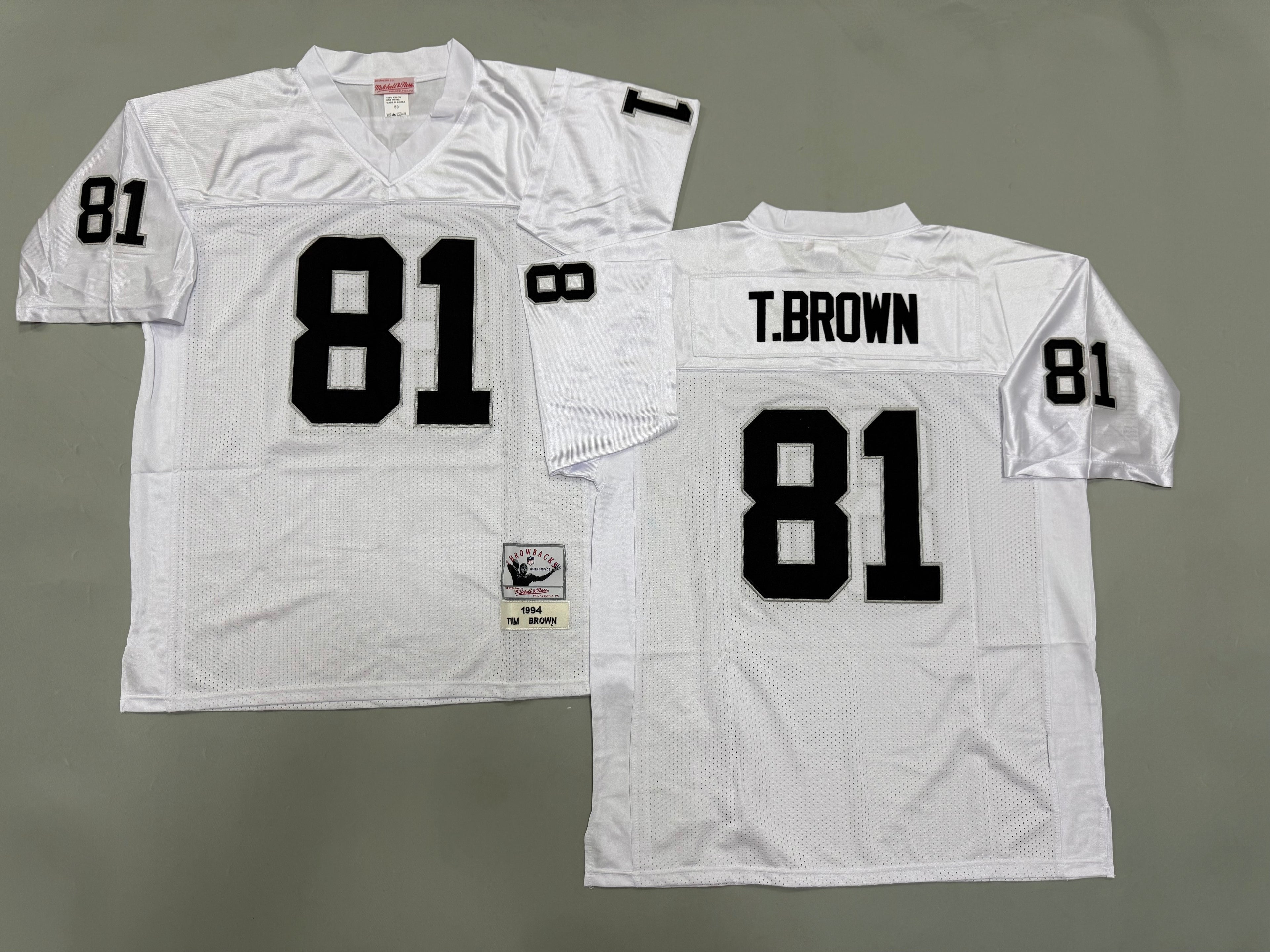 Mens Tim Brown#81 white Los Angeles Raiders Vintage Throwback Jersey
