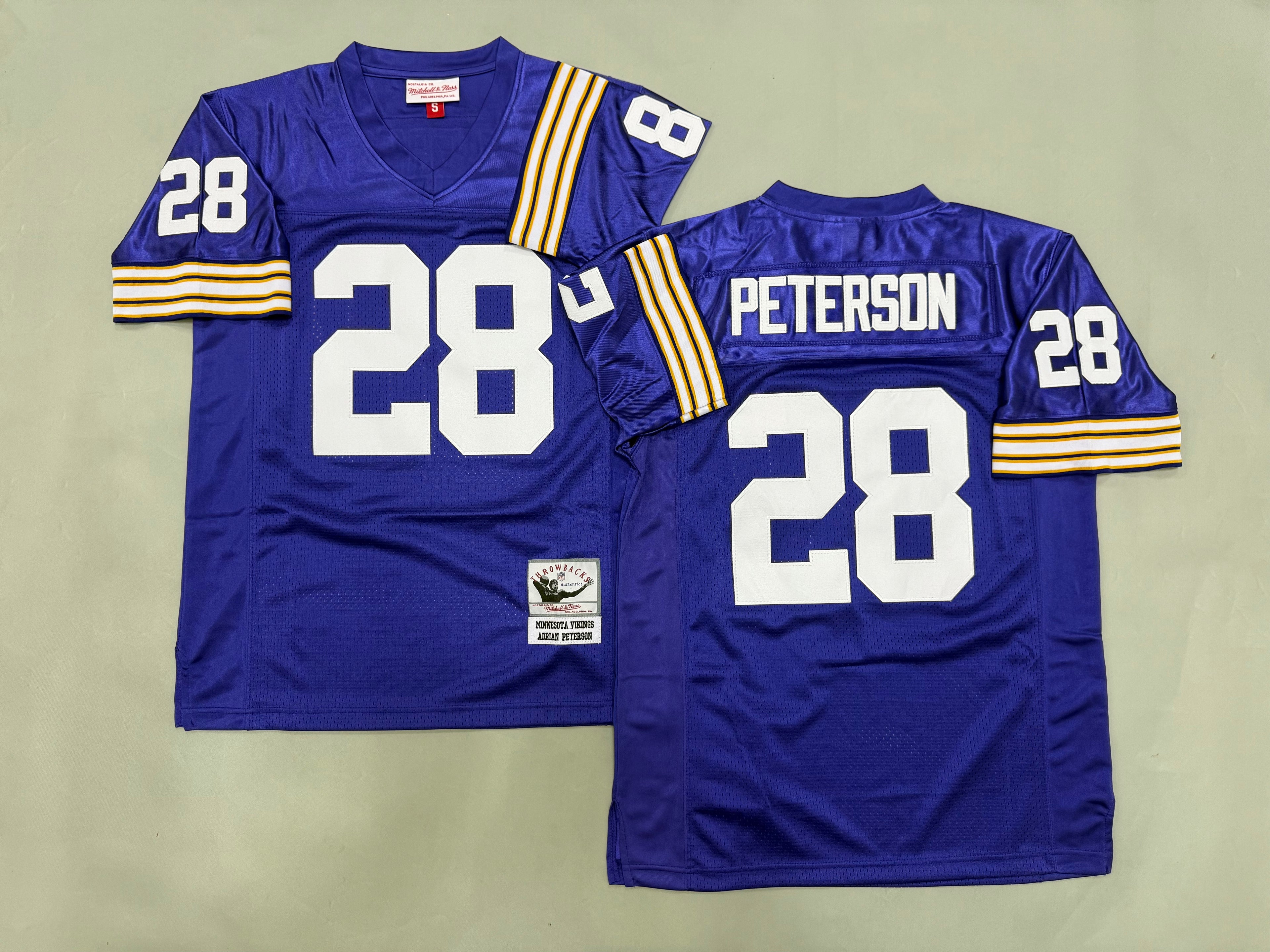 Mens Adrian Peterson#28 Minnesota Vikings Vintage Throwback Jersey