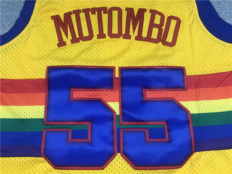 Denver Nuggets Dikembe Mutombo #55 1991-92 Throwback — Embroidered Jersey