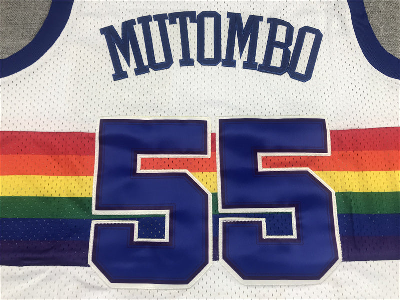 Denver Nuggets Dikembe Mutombo #55 1991-92 Throwback — Embroidered Jersey