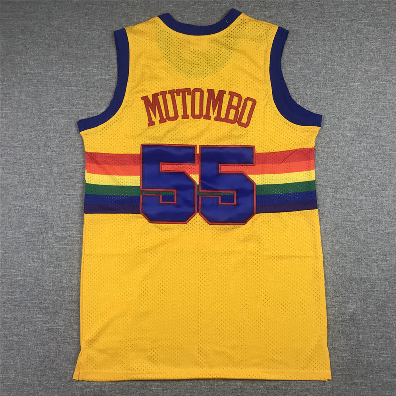 Denver Nuggets Dikembe Mutombo #55 1991-92 Throwback — Embroidered Jersey
