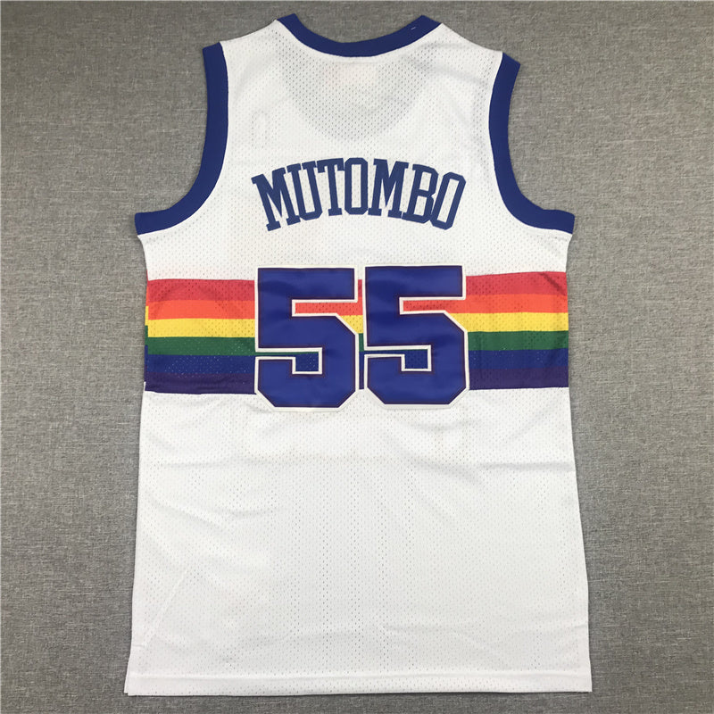 Denver Nuggets Dikembe Mutombo #55 1991-92 Throwback — Embroidered Jersey