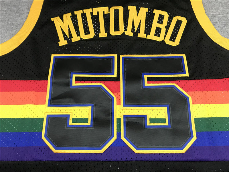 Denver Nuggets Dikembe Mutombo #55 1991-92 Throwback — Embroidered Jersey