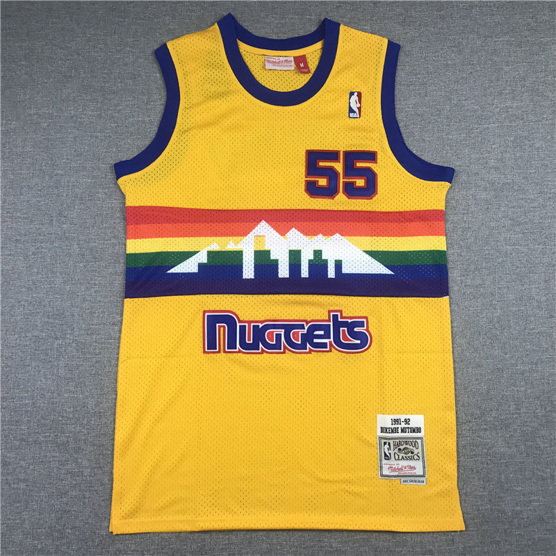 Denver Nuggets Dikembe Mutombo #55 1991-92 Throwback — Embroidered Jersey