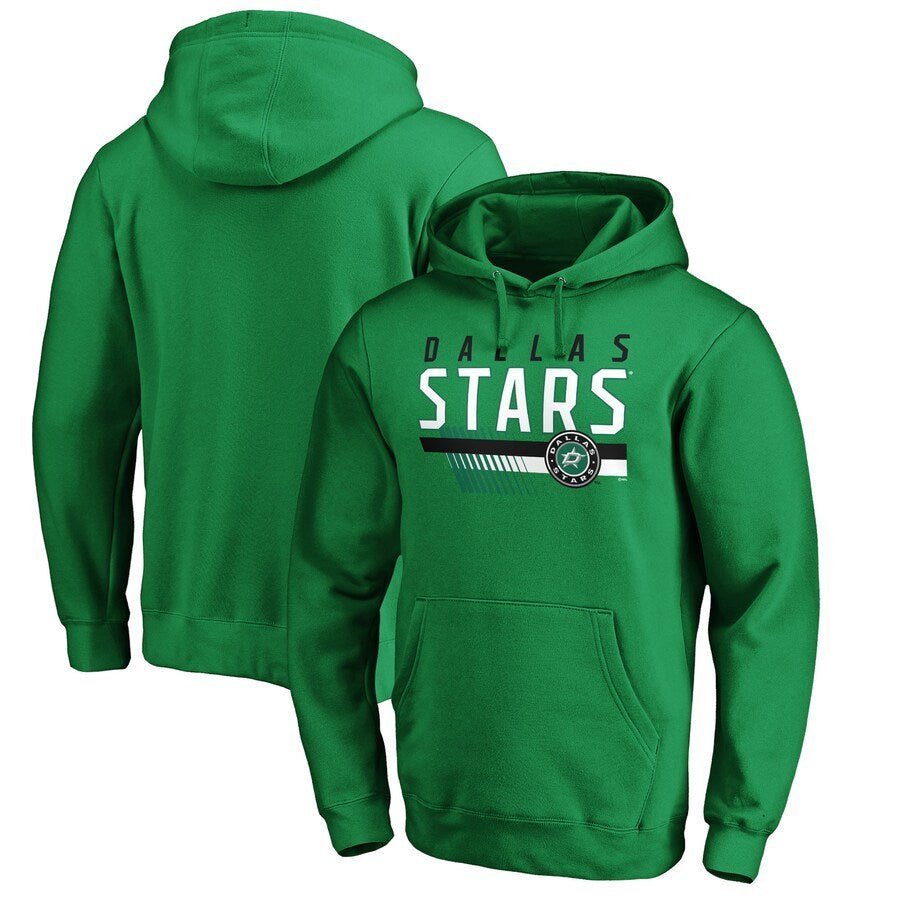 Men's  Branded Kelly Green Dallas Stars Staggered Stripe Pullover Hoodie