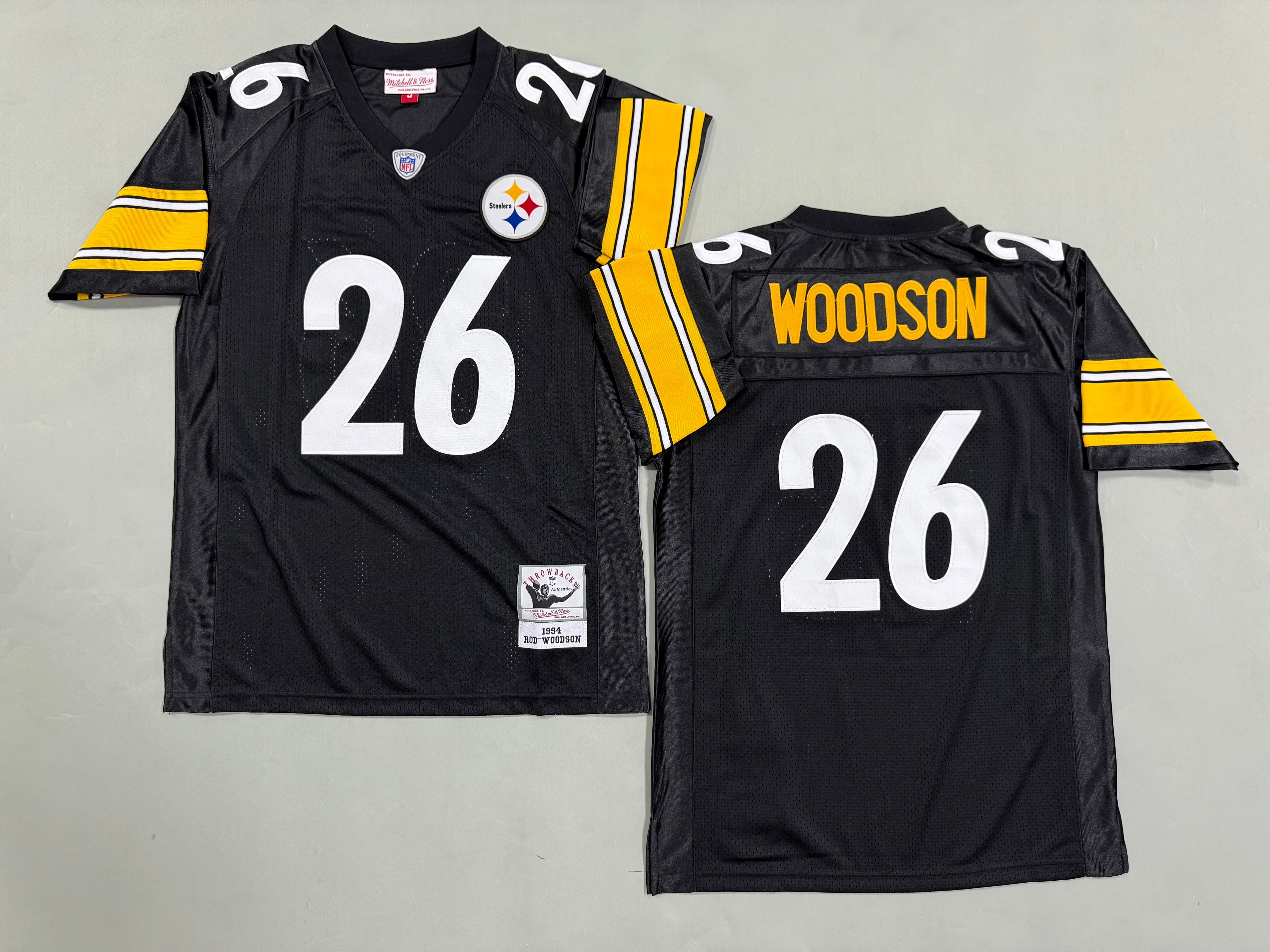 Mens Rod Woodson#26 black Pittsburgh Steelers Vintage Throwback Jersey