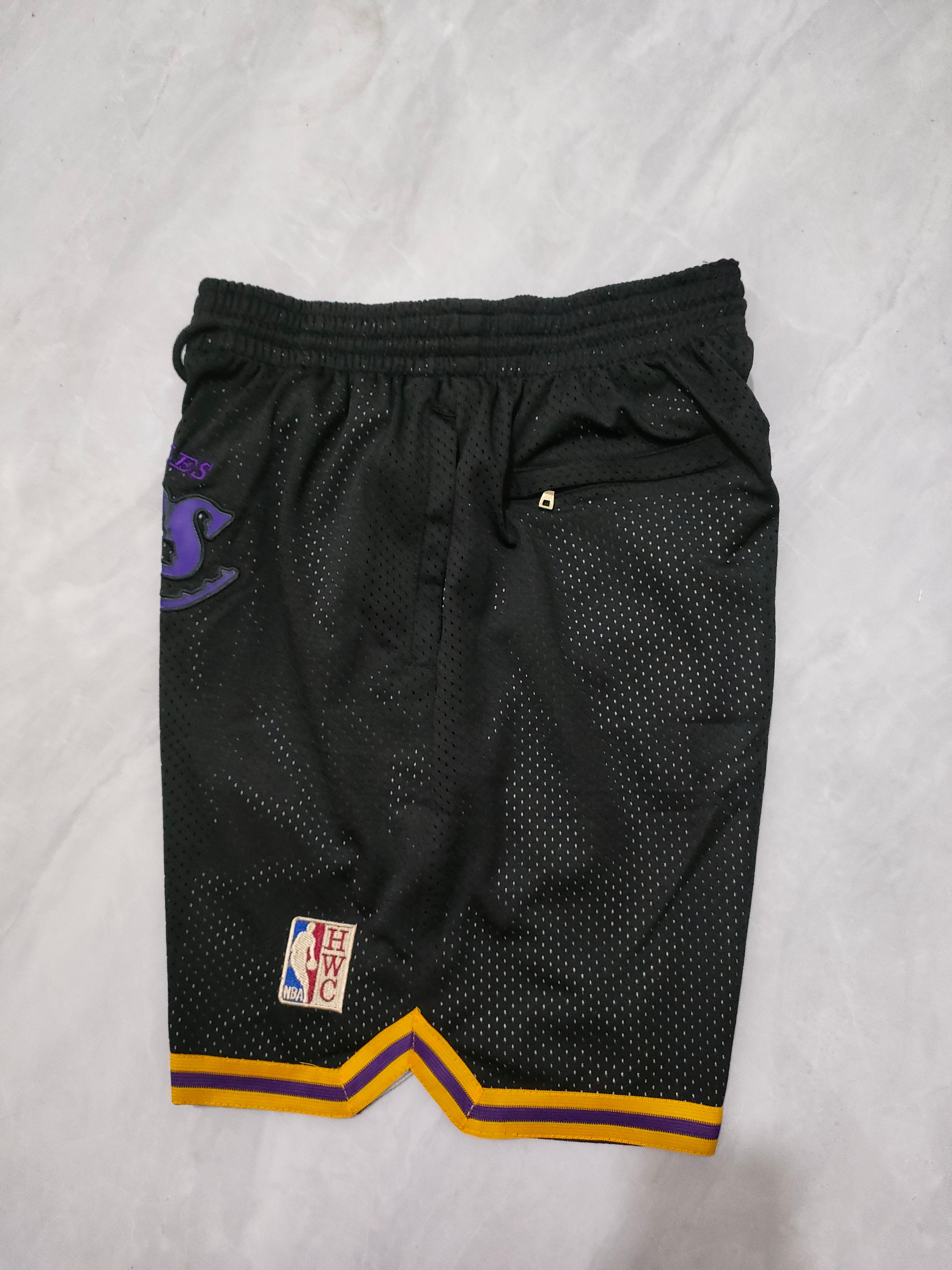 Los Angeles Lakers Black Retro Pocket Shorts