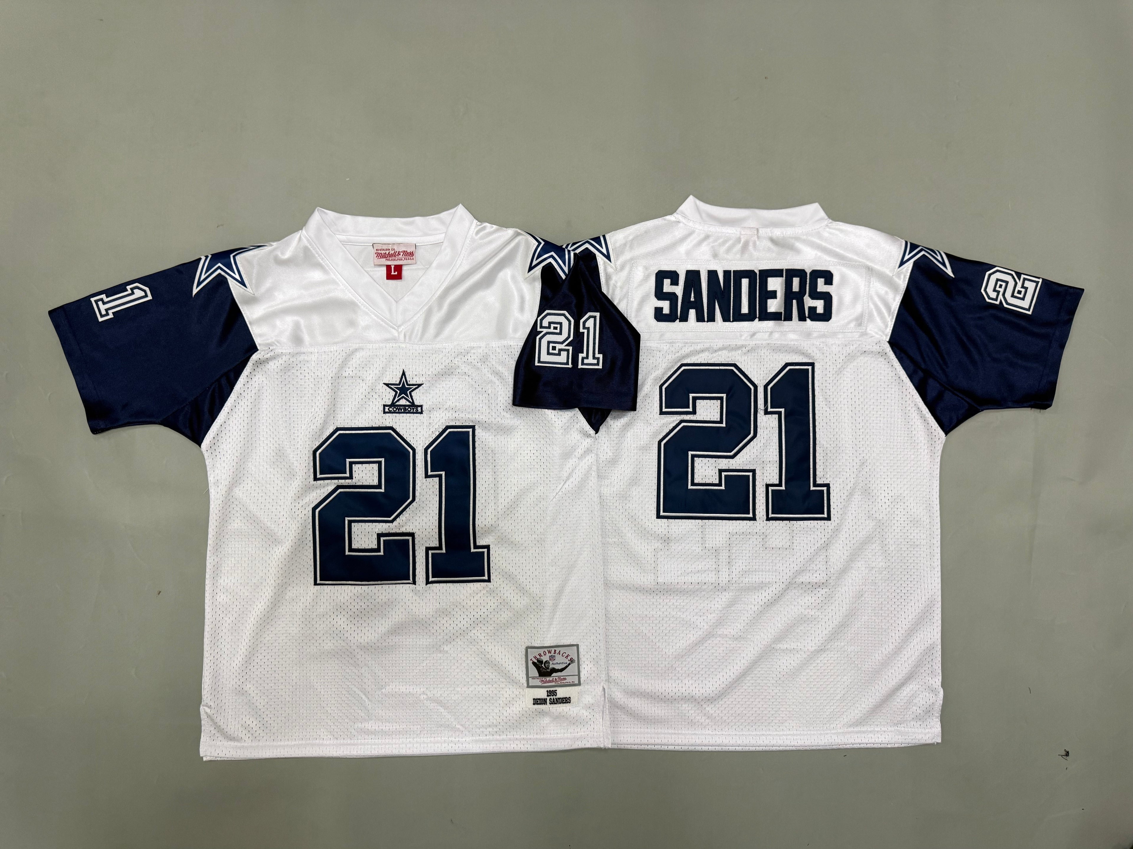 Youth Deion Sanders  #21 Dallas Cowboys White Vintage Throwback Jersey