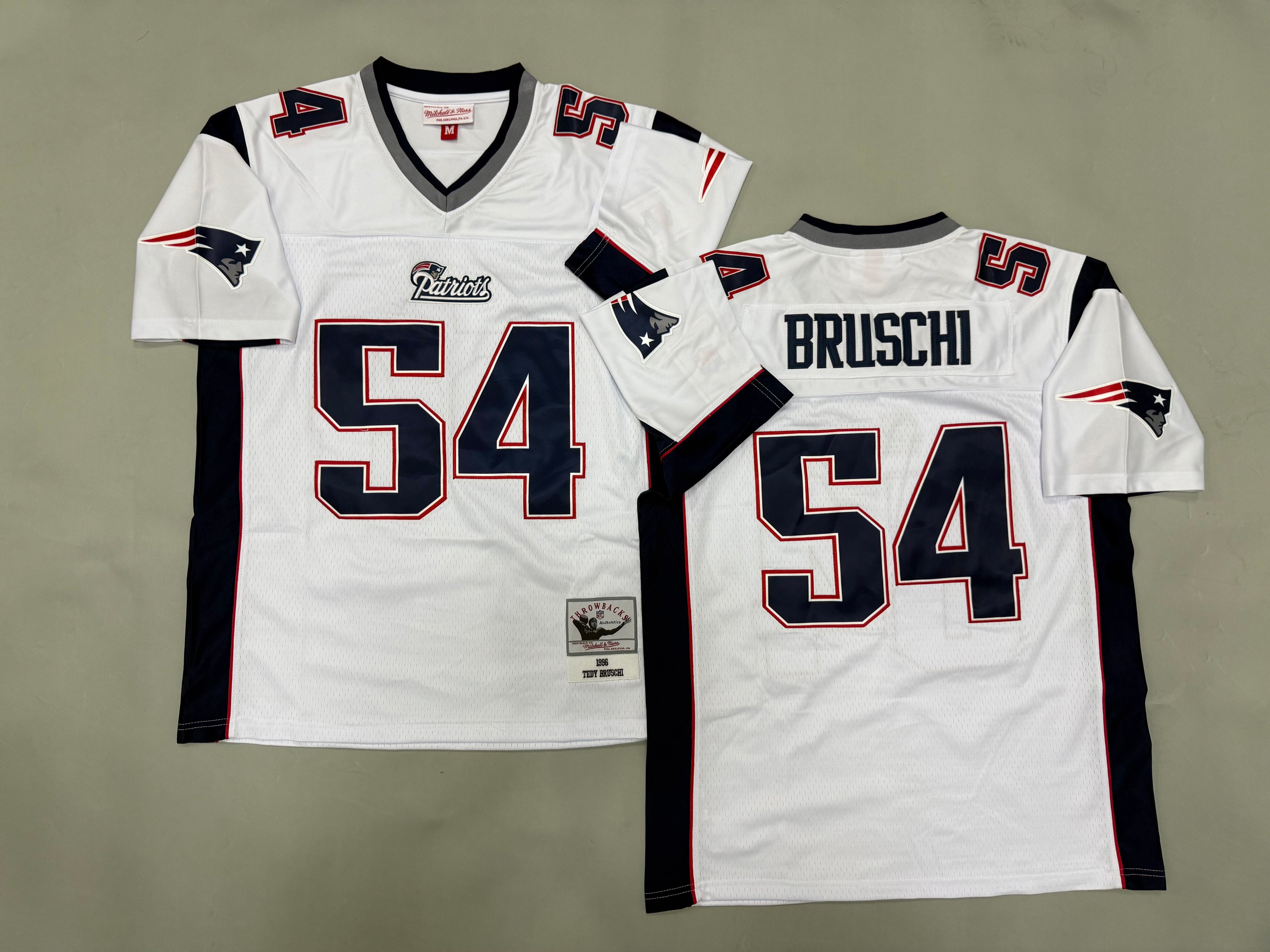 Mens Tedy Bruschi#54 white New England Patriots Vintage Throwback Jersey