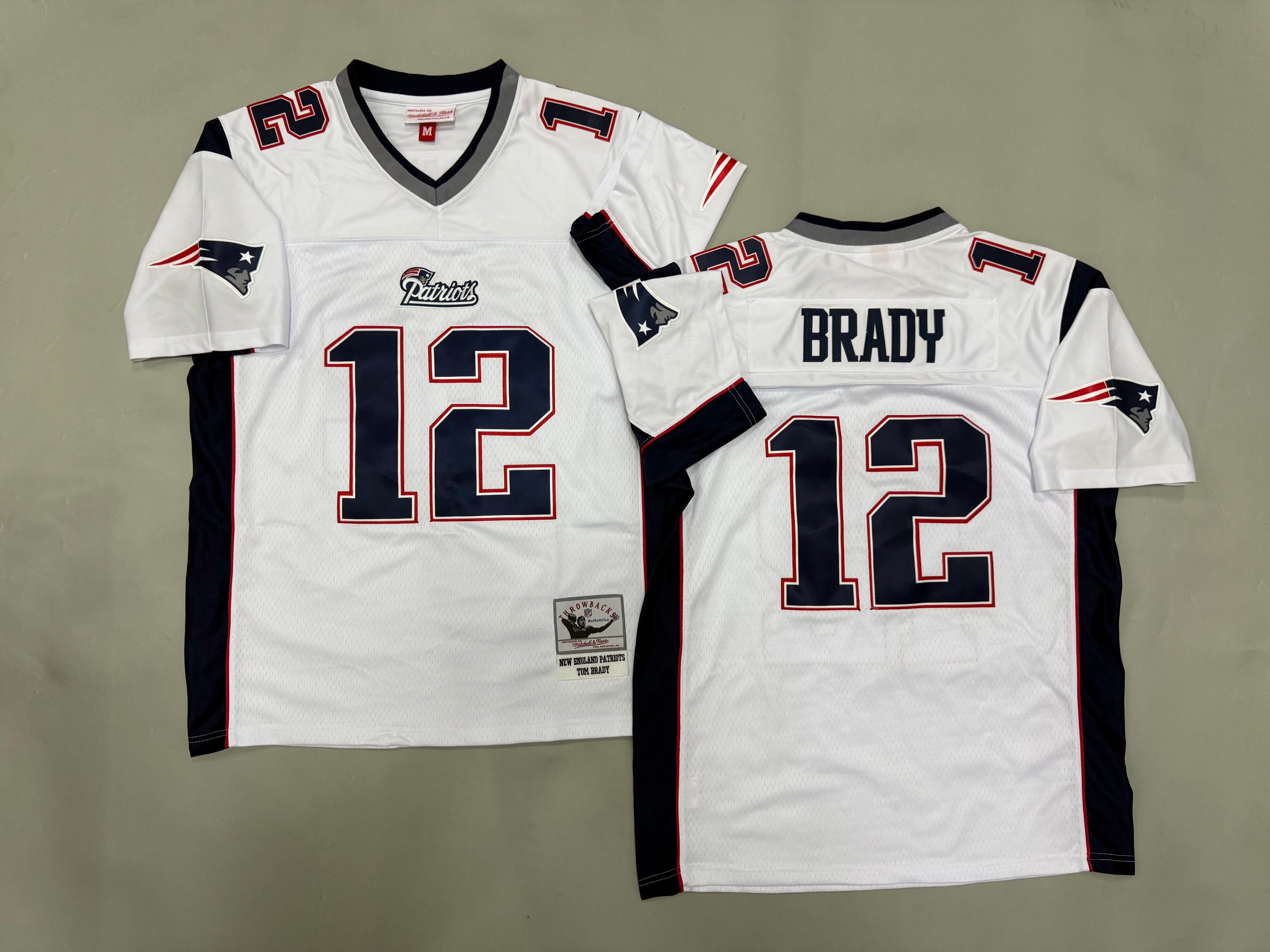 Mens Tom Brady#12 white New England Patriots Vintage Throwback Jersey