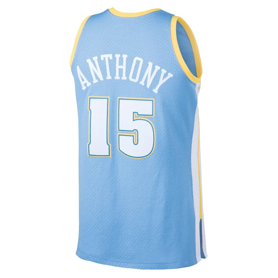 Men's Denver Nuggets Carmelo Anthony Mitchell & Ness Light Blue Hardwood Classics Swingman Jersey