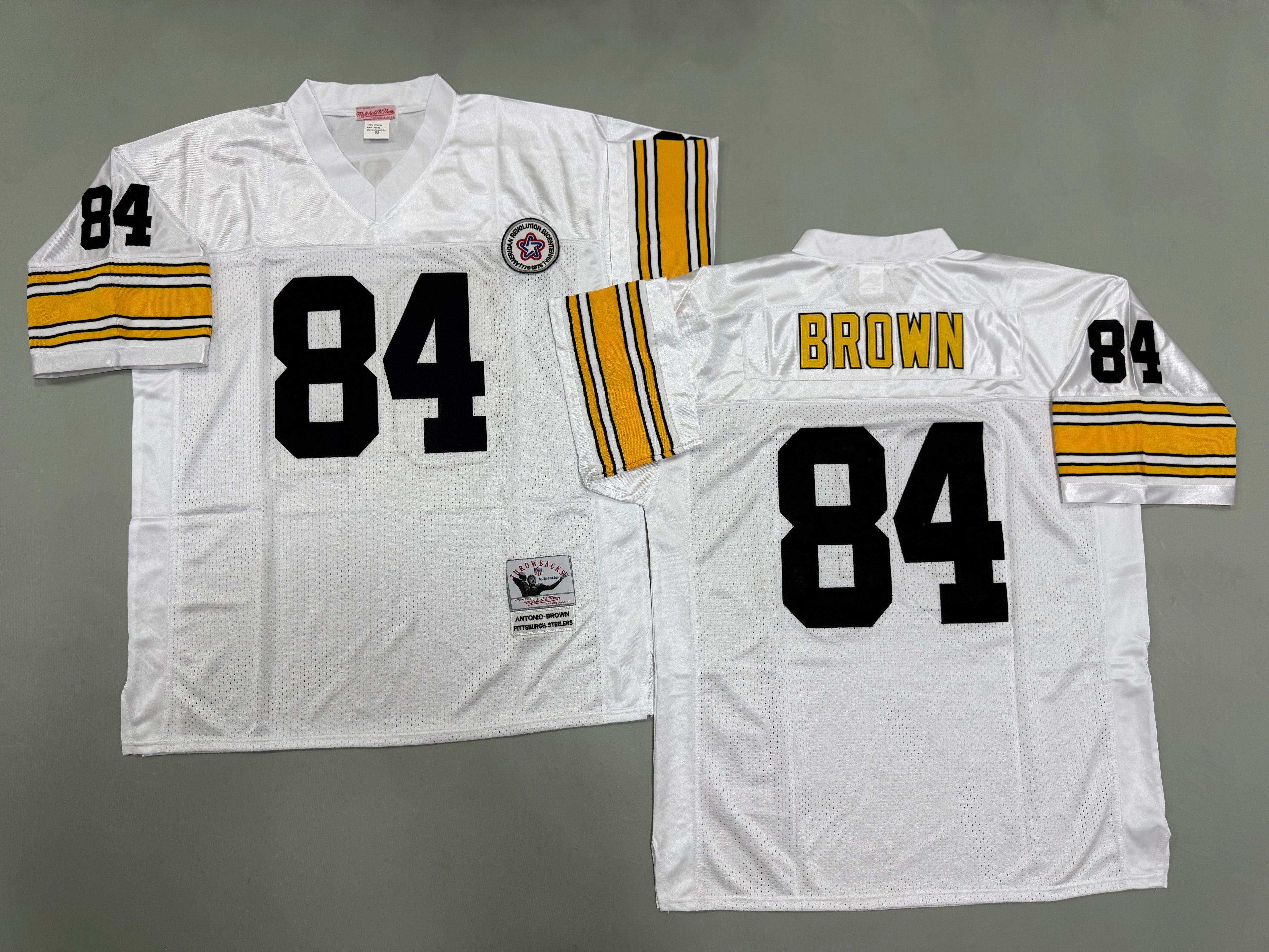 Mens Antonio Brown#84 white‌ Pittsburgh Steelers Vintage Throwback Jersey