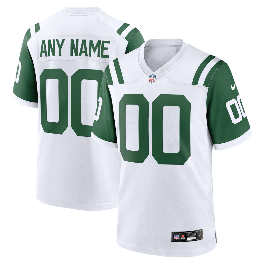 Custom New York Jets White Game Jersey
