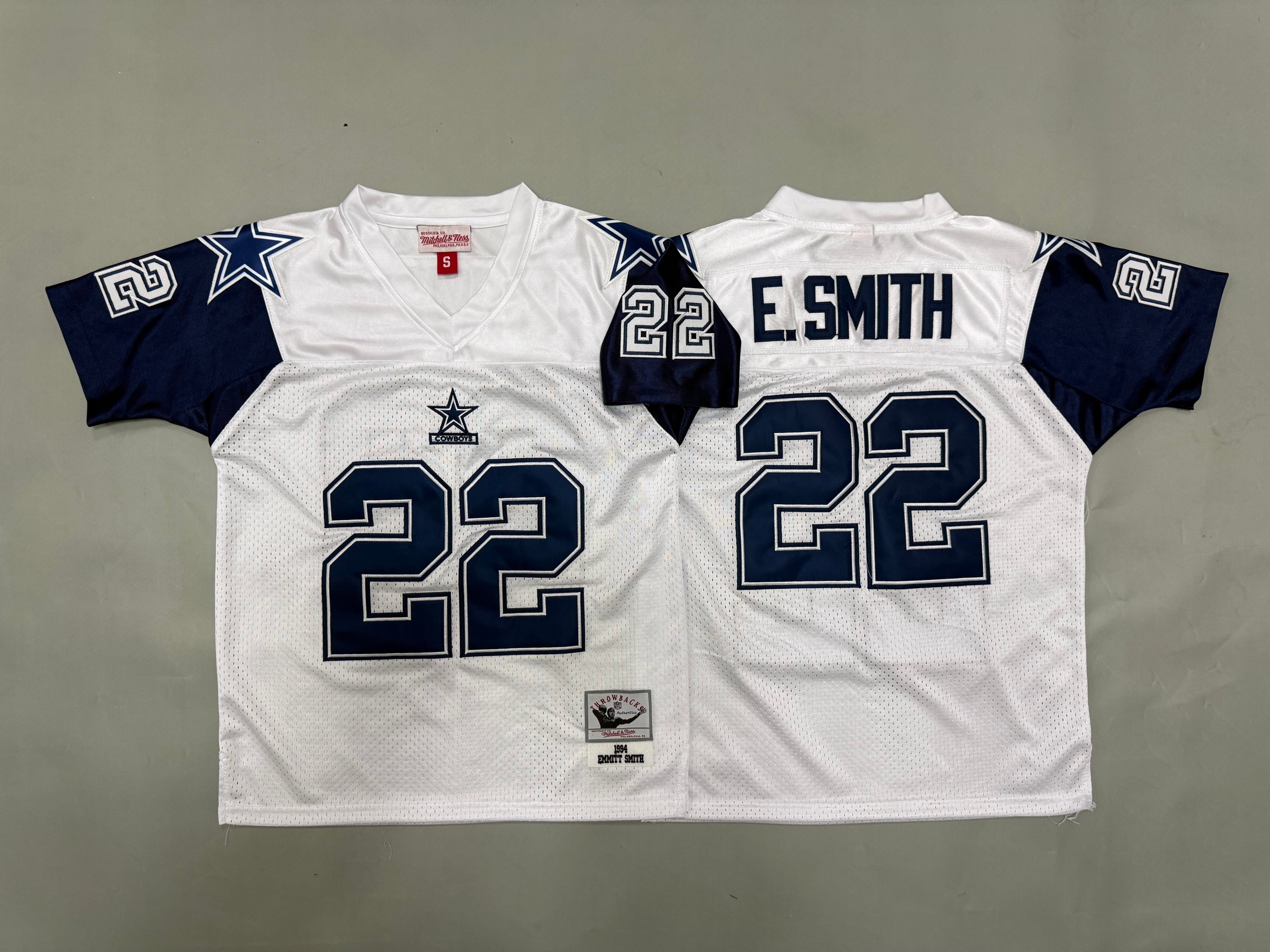 Youth Emmitt Smith  #22 Dallas Cowboys White Vintage Throwback Jersey
